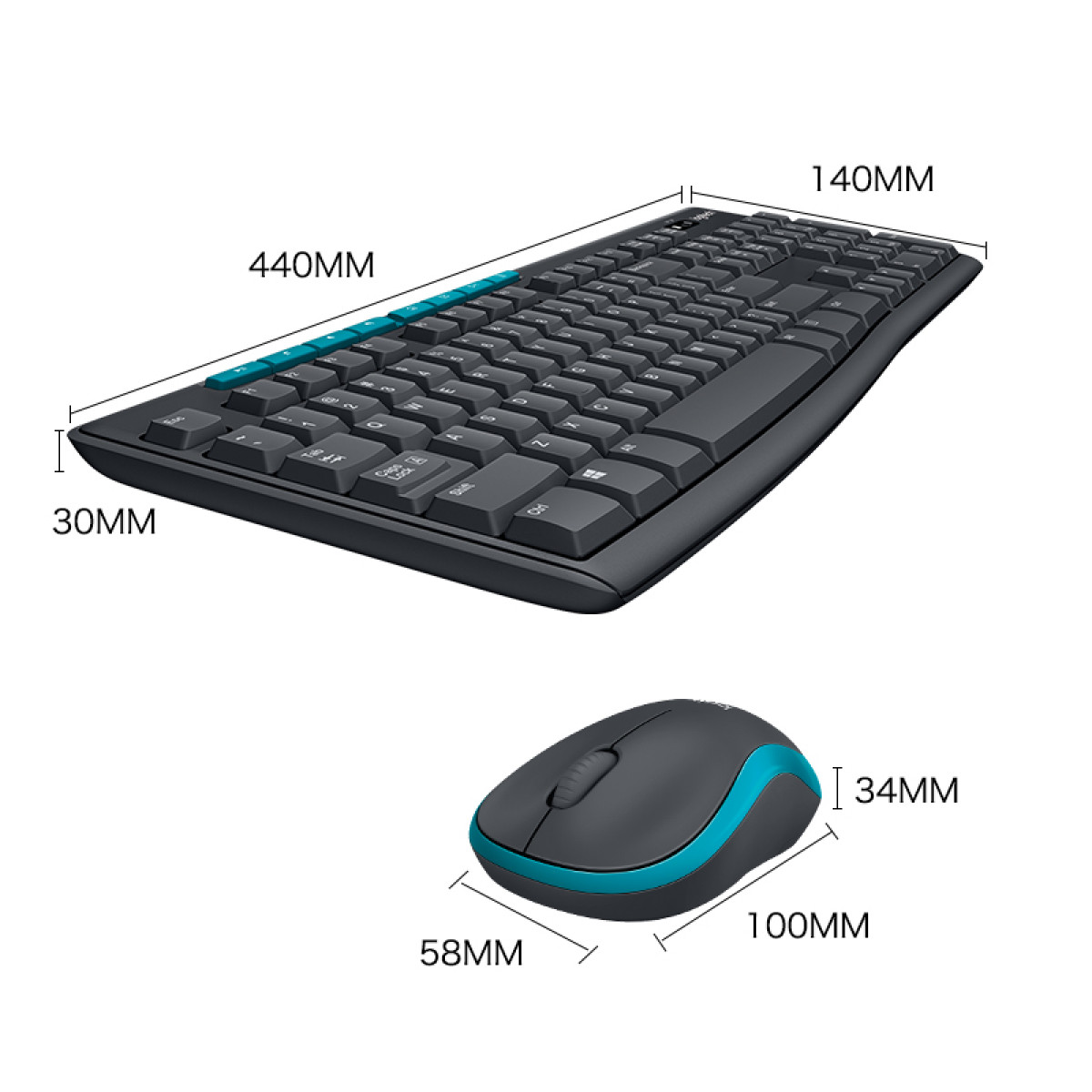 罗技（Logitech）MK275无线键鼠套装 键盘鼠标 全尺寸 黑蓝色 带无线2.4G接收器