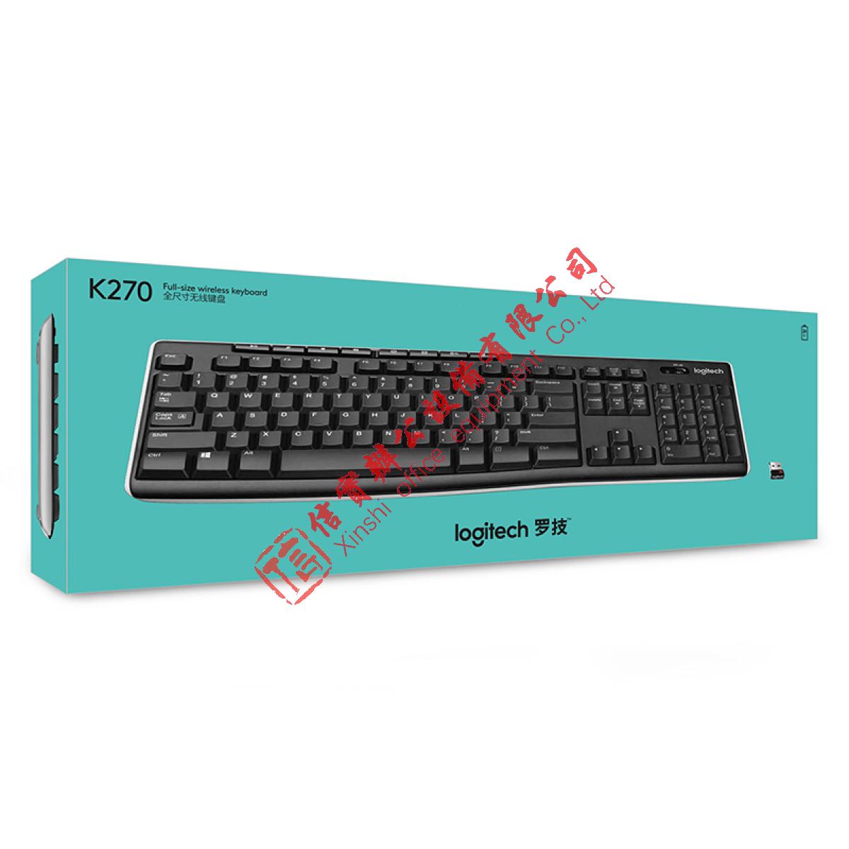罗技（Logitech）K270 键盘 无线键盘 办公键盘 优联 笔记本键盘 全尺寸 黑色