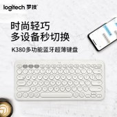 罗技（Logitech）K380 键盘 蓝牙键盘 便携 超薄键盘 笔记本键盘 芍药白