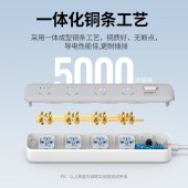 绿联（UGREEN） 新国标总控 分控插座五孔两孔 防雷排插PD快充插线板 电源转换插头 4位总控防雷排插全长1.8米（90348）