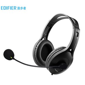漫步者（EDIFIER）USB K810 头戴式电脑笔记本有线耳机  在线教育听力对话耳麦 黑色