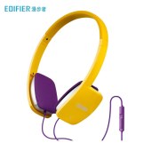 漫步者（EDIFIER）K680 头戴式重低音耳机 音乐带麦线控手机电脑耳机 上课学习网课耳机 黄色【双孔版】
