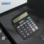 宝克（BAOKE）EC6837 语音计算机 12位带闹铃语音计算器 学生 财务 桌面办公计算机  （7号电池）