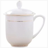 茶杯陶瓷带盖办公杯会议室喝茶杯子骨瓷家用待客水杯